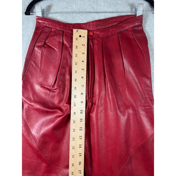 Vintage Polly Edwards By Tendances Red Genuine Leather Womens High-Waisted Pants - Picture 5 of 10
